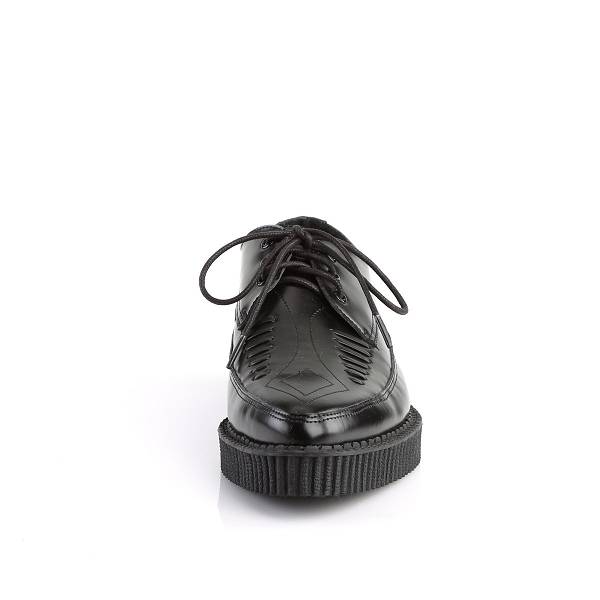 Demonia Men's Creeper-712 Creeper Shoes - Black Leather D2086-94US Clearance